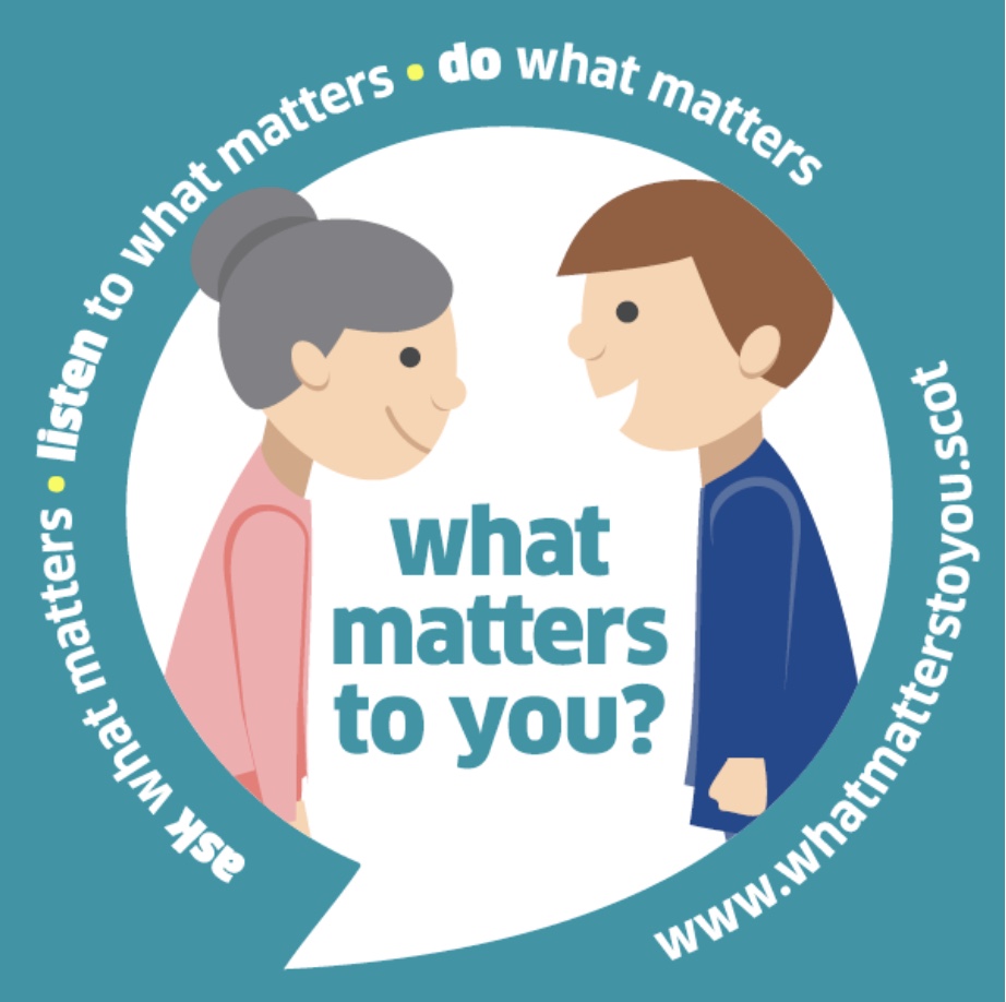 What matters to you Logo.  Ask what matters, listen to what matters and do what matters