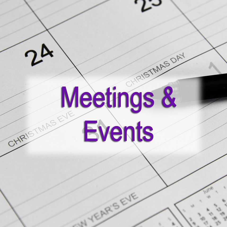 DGMEFM Meetings and Events image of calendar and pen
